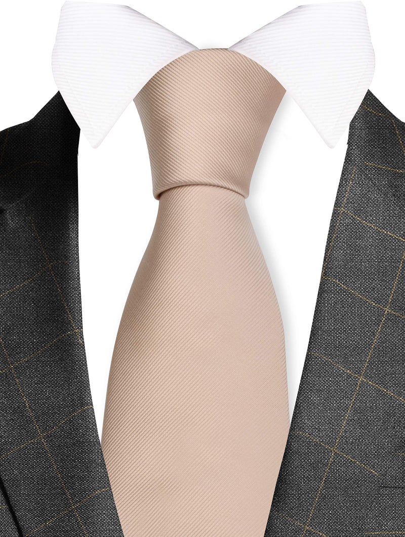 GUSLESON Brand Champagne Ties for Men Adult Necktie Men's Solid Silk Tie (0791-10) - Image 2